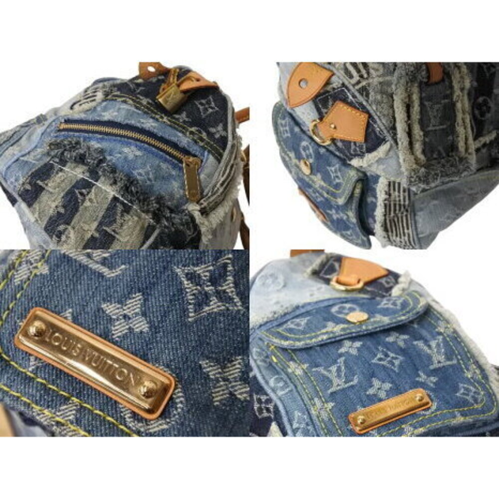 Louis Vuitton Speedy Handbag Monogram Denim Patchwork Indigo Blue - Picture 5 of 8